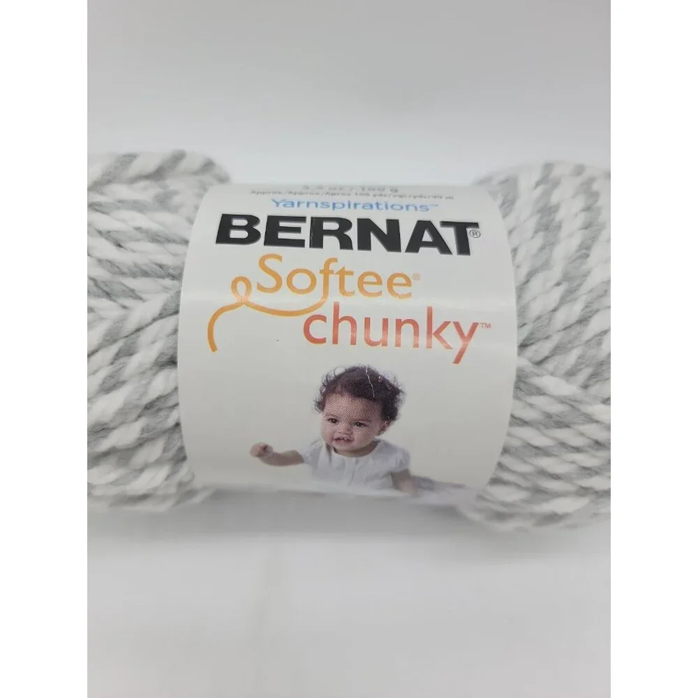 Bernat Softee Chunky Gray‎ Ragg Crochet Knit Craft Yarn NEW